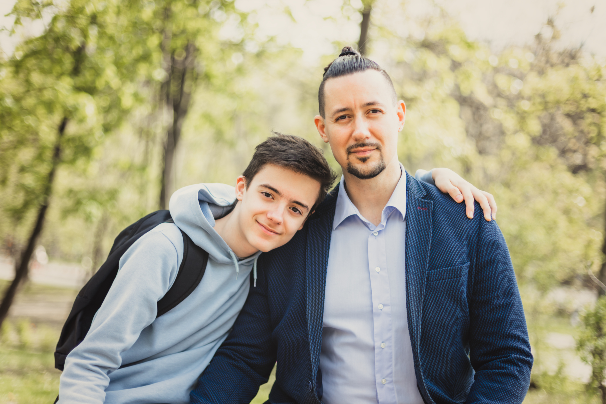 dad and teen son outdoor