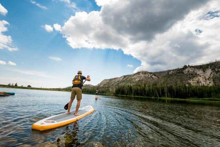 boy on paddle board